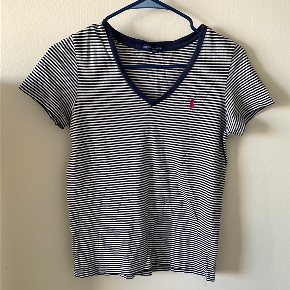 Polo by Ralph Lauren Women's Navy Striped Top
